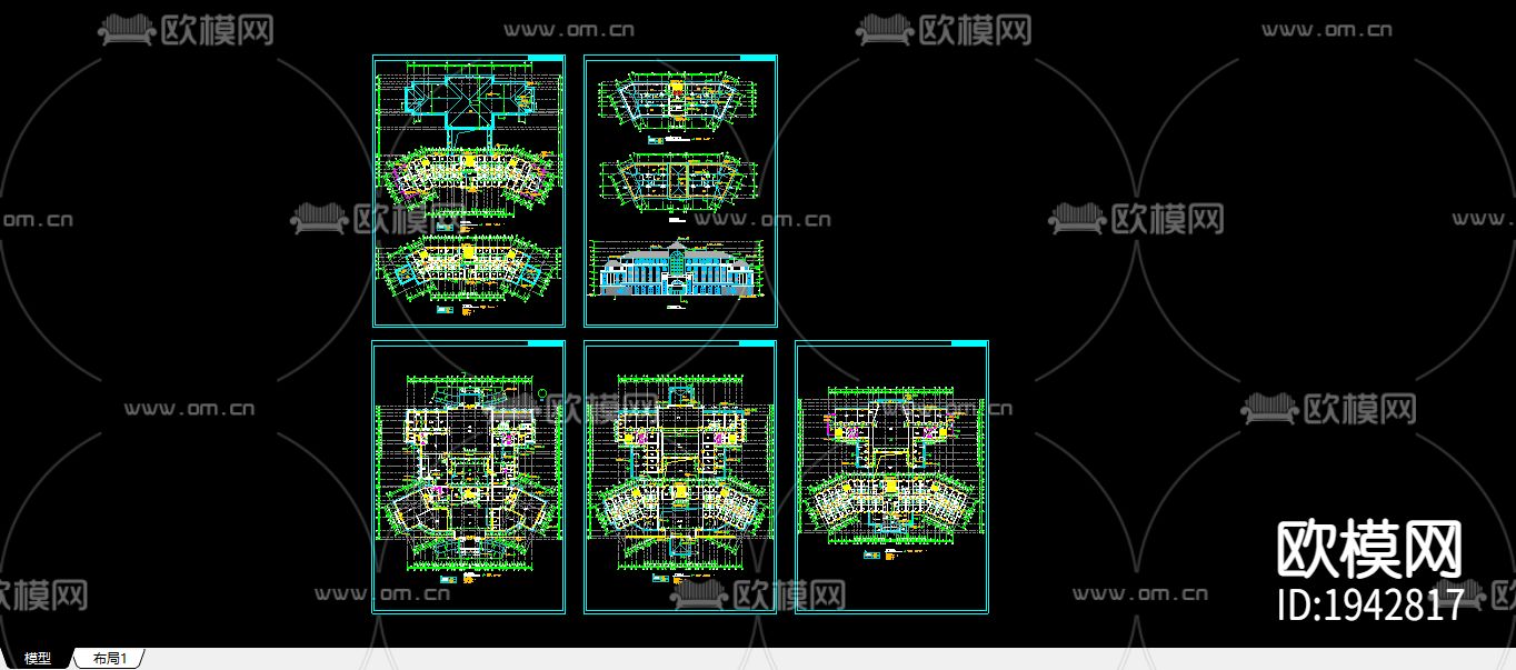 某宾馆cad施工图下载（渲染图1）
