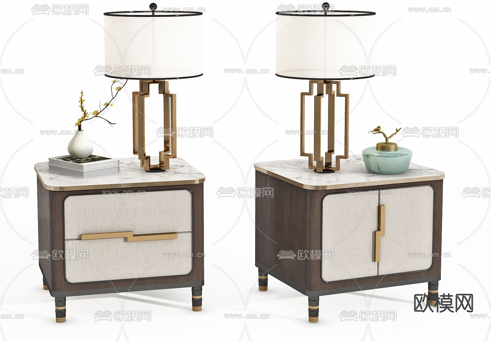 新中式床头柜3d模型下载