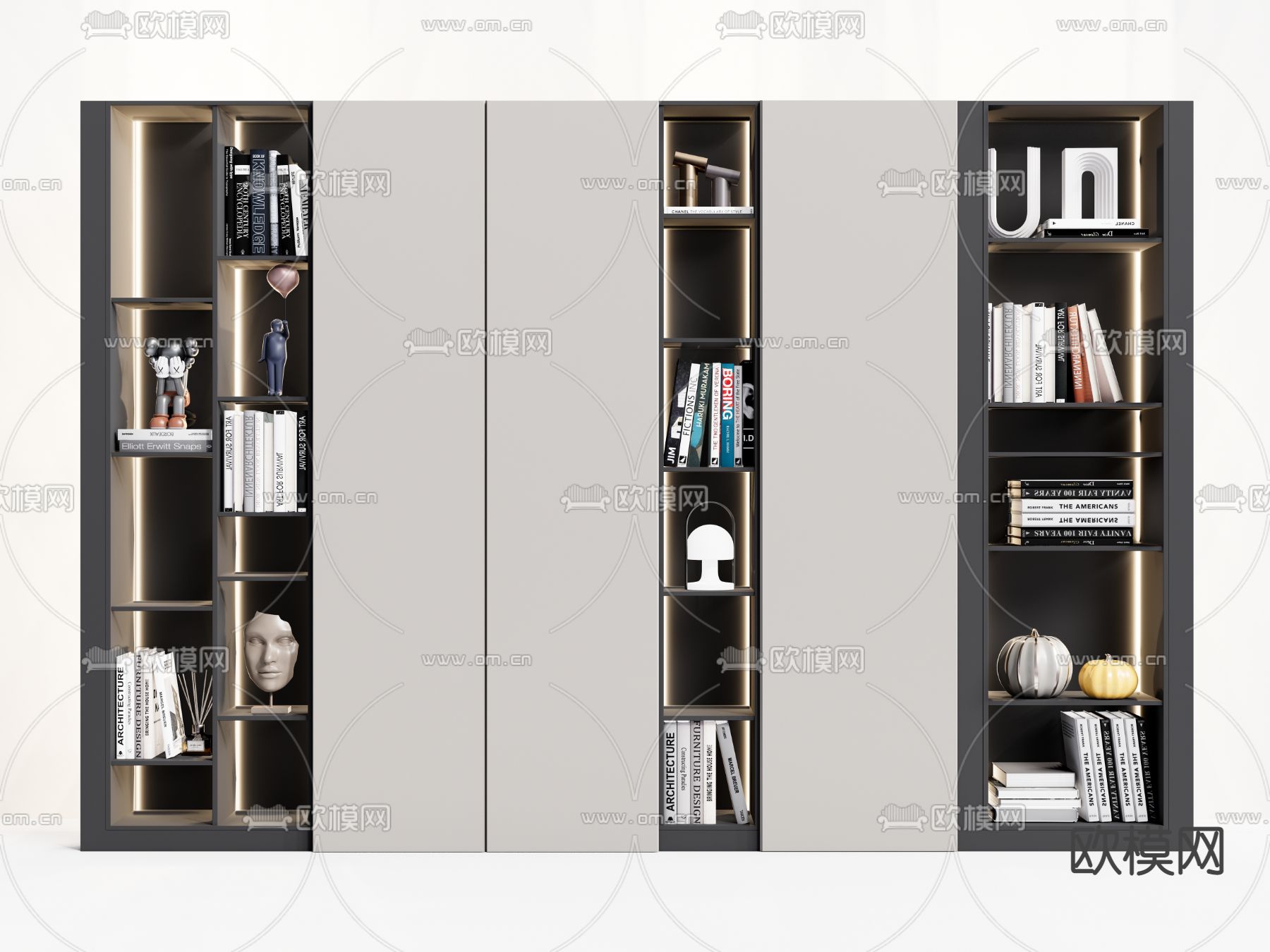 现代书柜su模型下载（渲染图1）