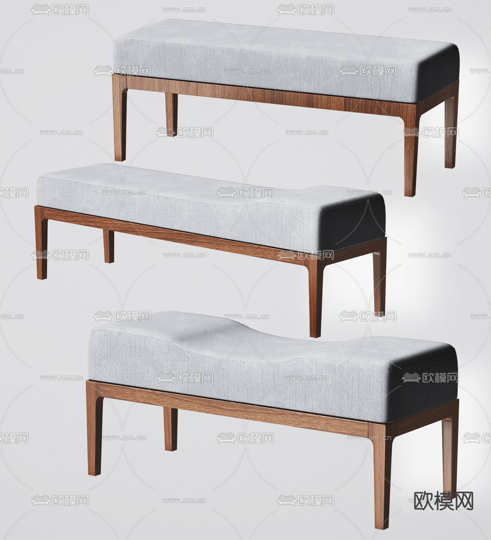 现代脚踏床尾凳3d模型下载
