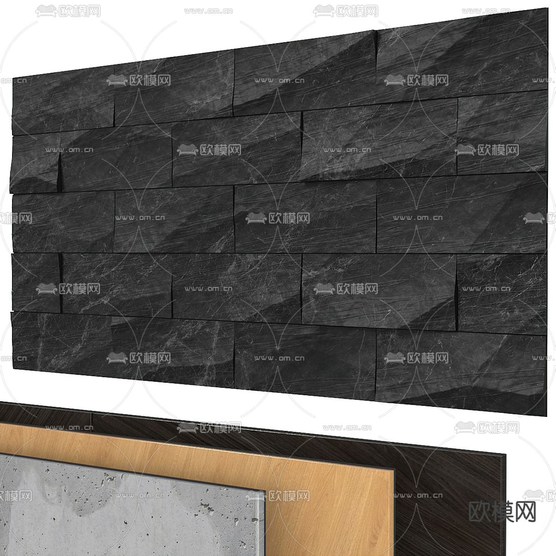 现代岩石墙板背景墙3d模型下载（渲染图1）