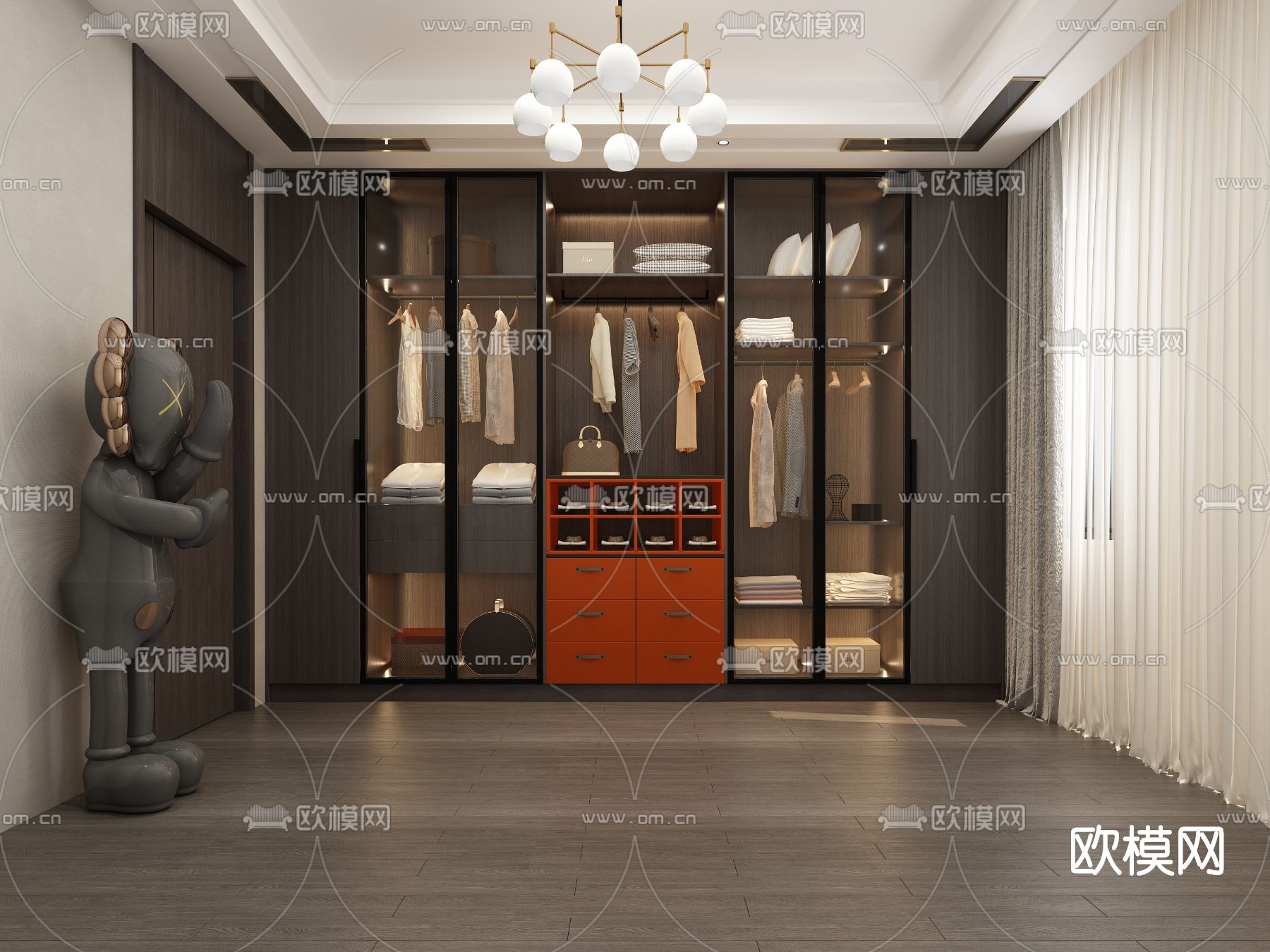 现代衣帽间免费3d模型下载
