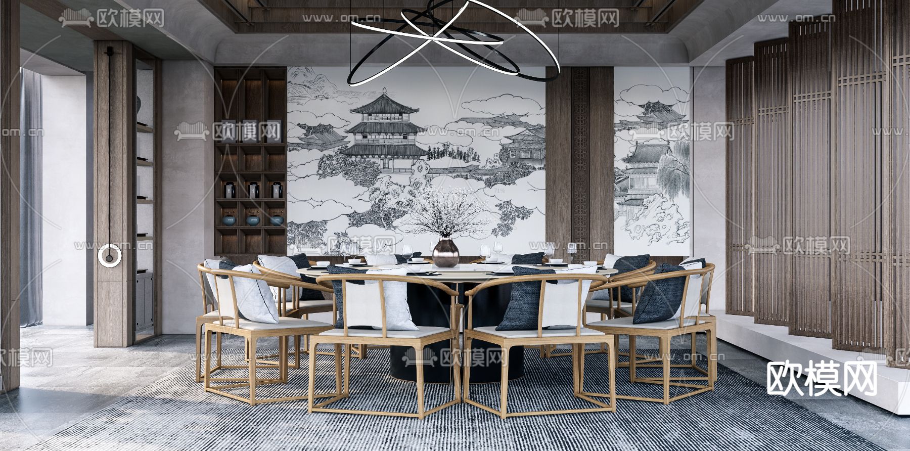 现代餐厅su模型