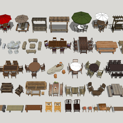  现代户外休闲座椅su模型 