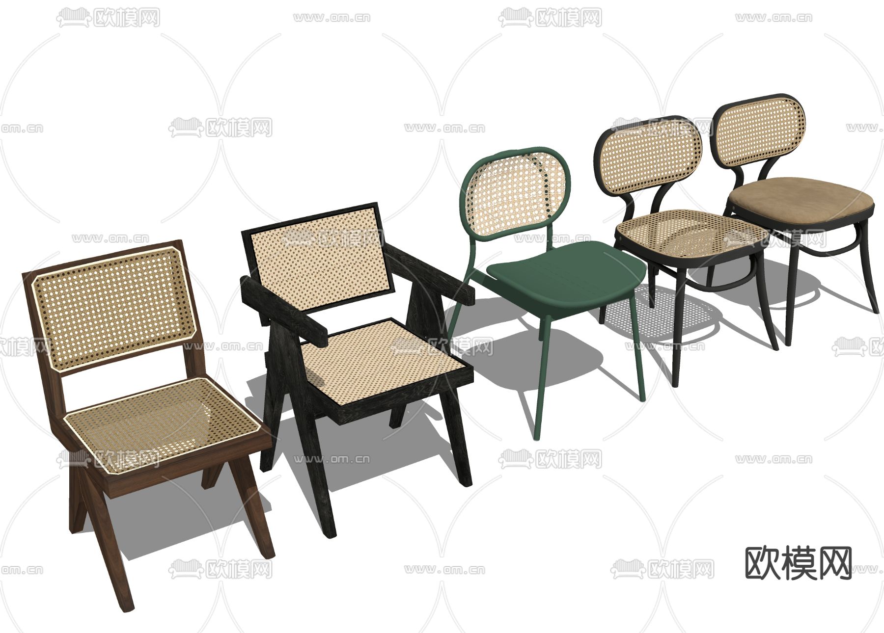 北欧藤编休闲椅su模型下载