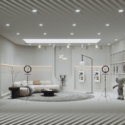  侘寂风服装带货直播间su模型 