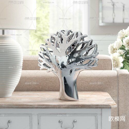 现代创意树枝摆件免费3d模型下载