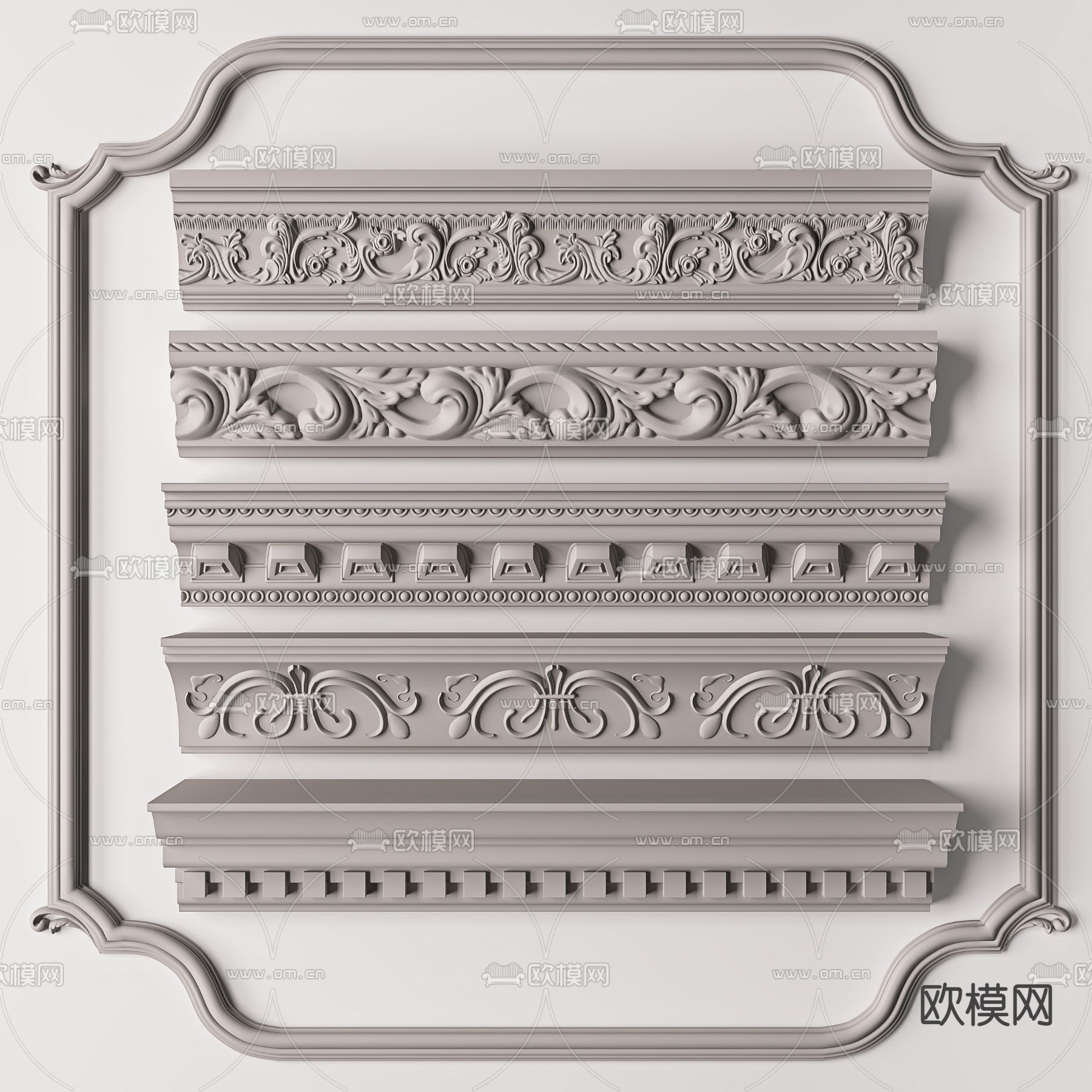 欧式石膏雕花角线3d模型