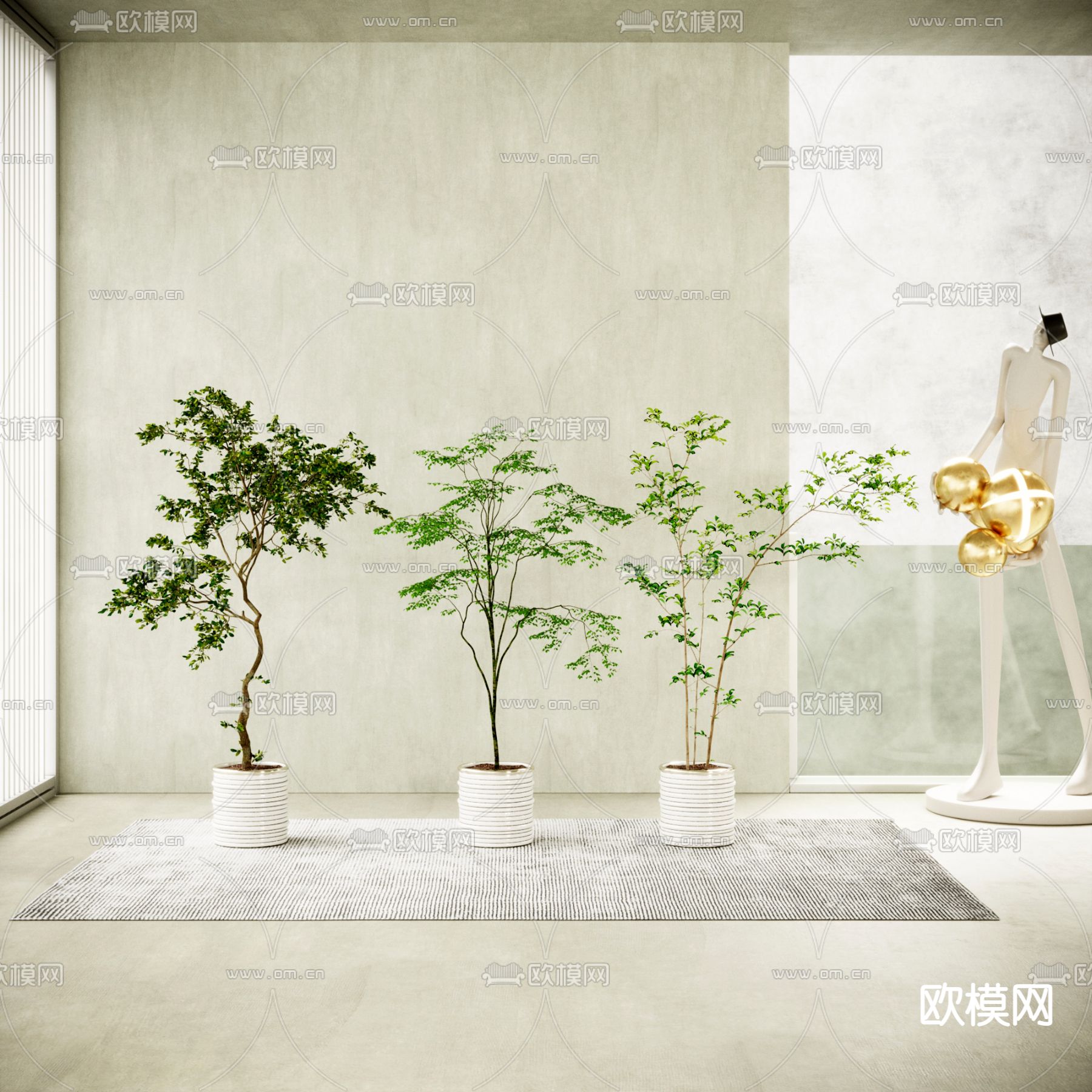 现代盆栽植物3d模型下载