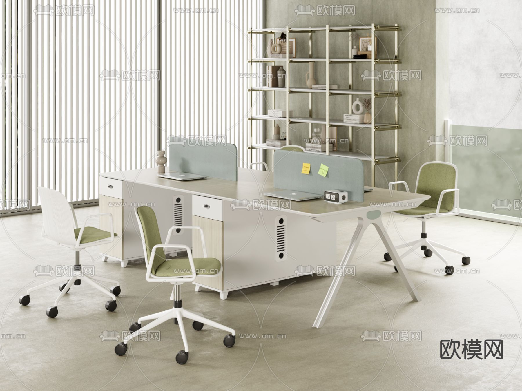 现代卡位办公桌3d模型下载