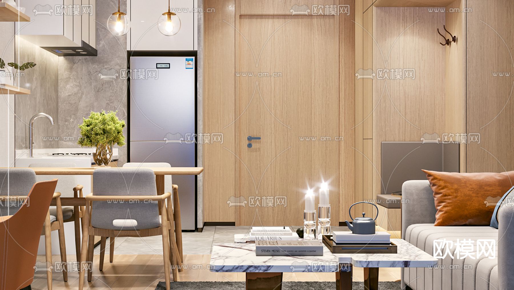 现代单身公寓3d模型下载（渲染图2）