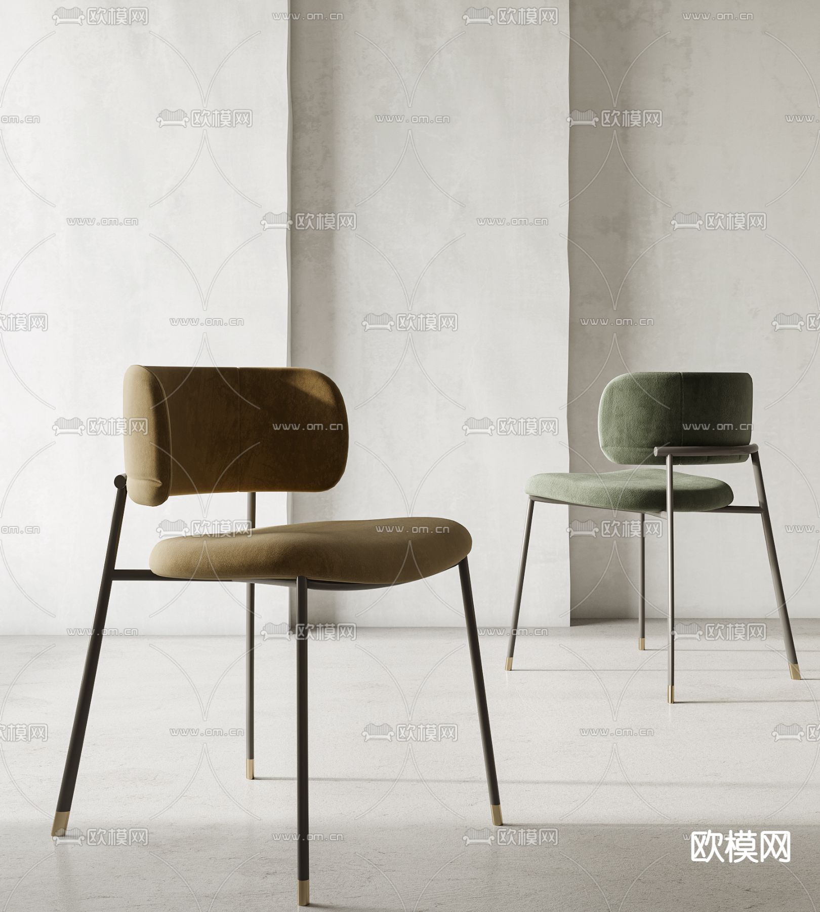 现代单椅餐椅su模型下载（渲染图1）