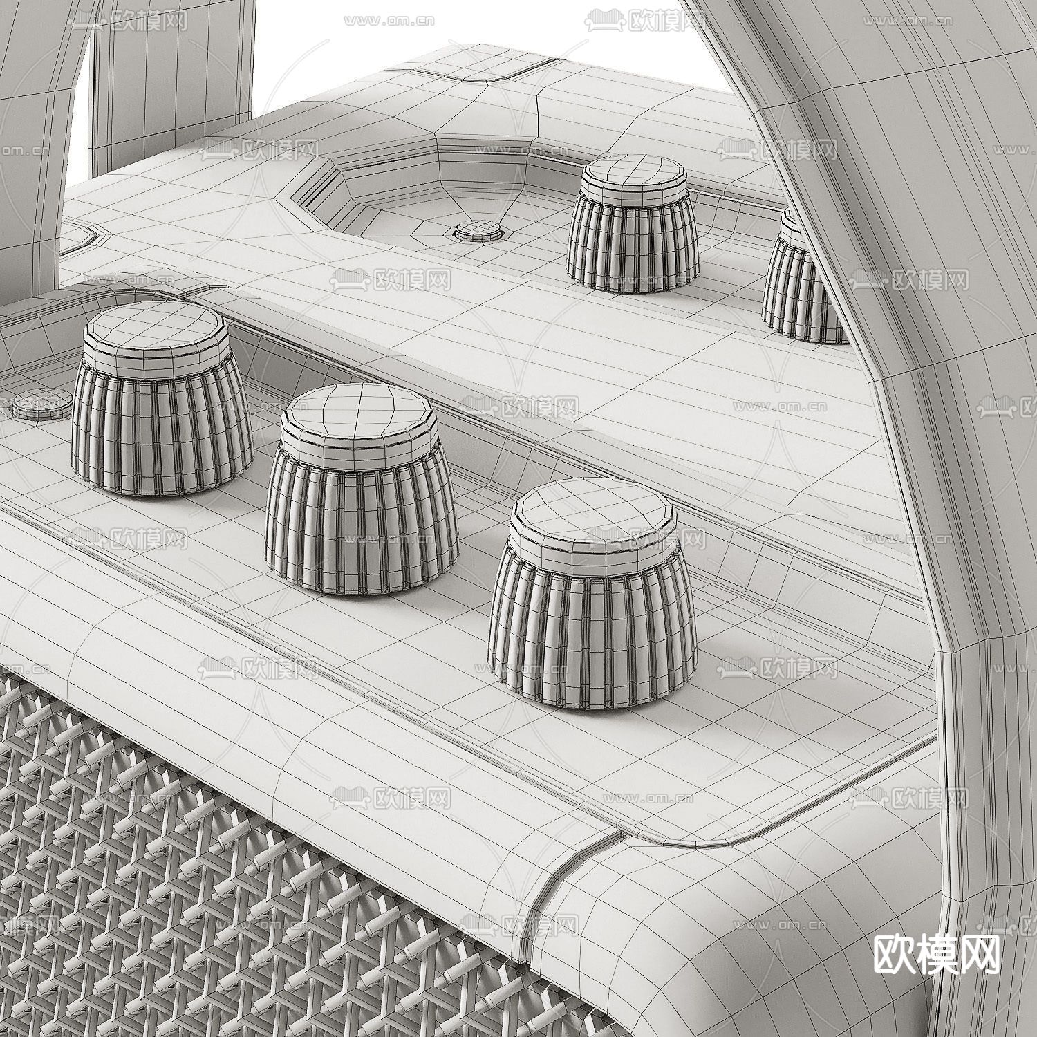 现代皮革音响收音机3d模型