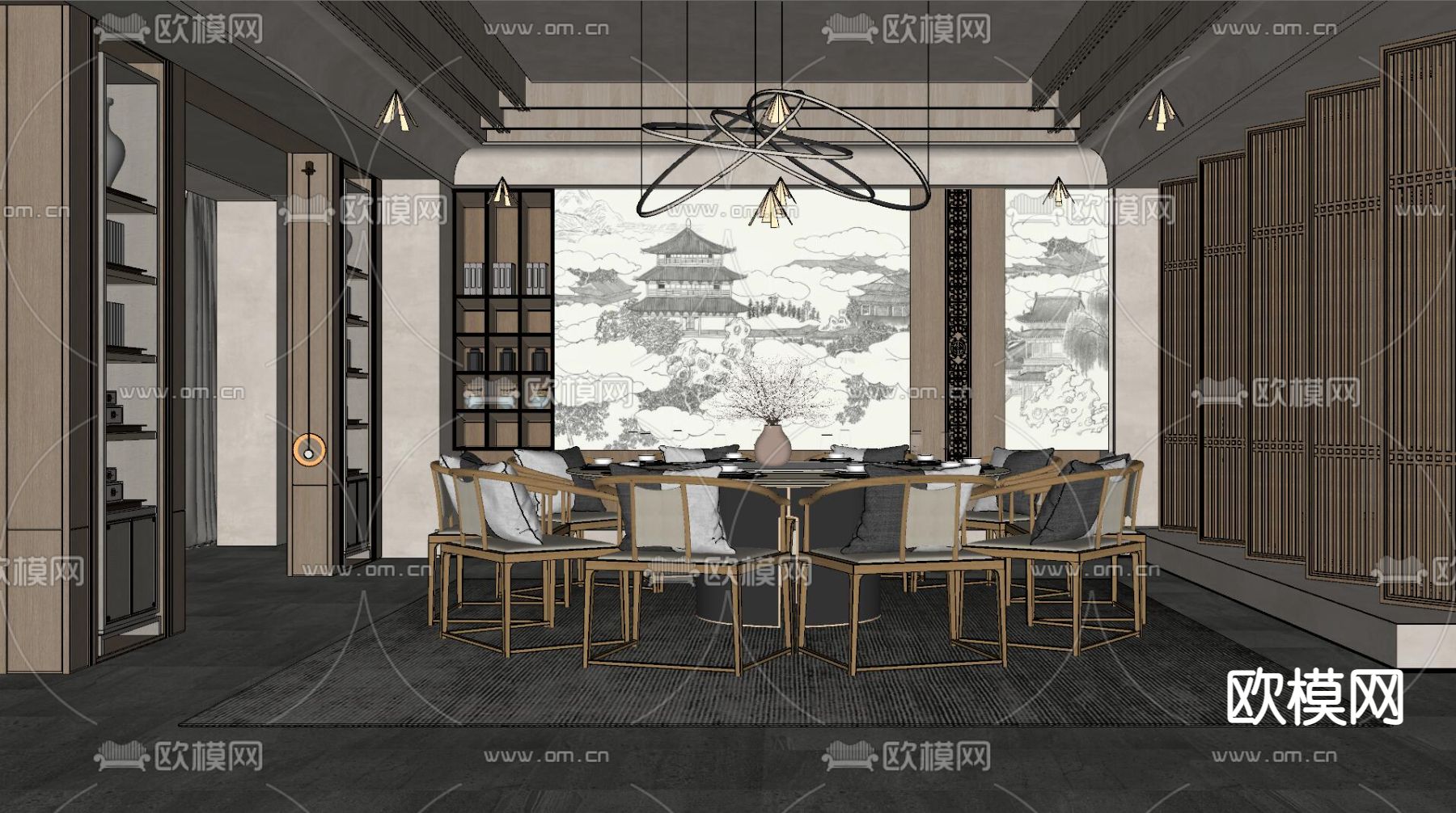 现代餐厅su模型