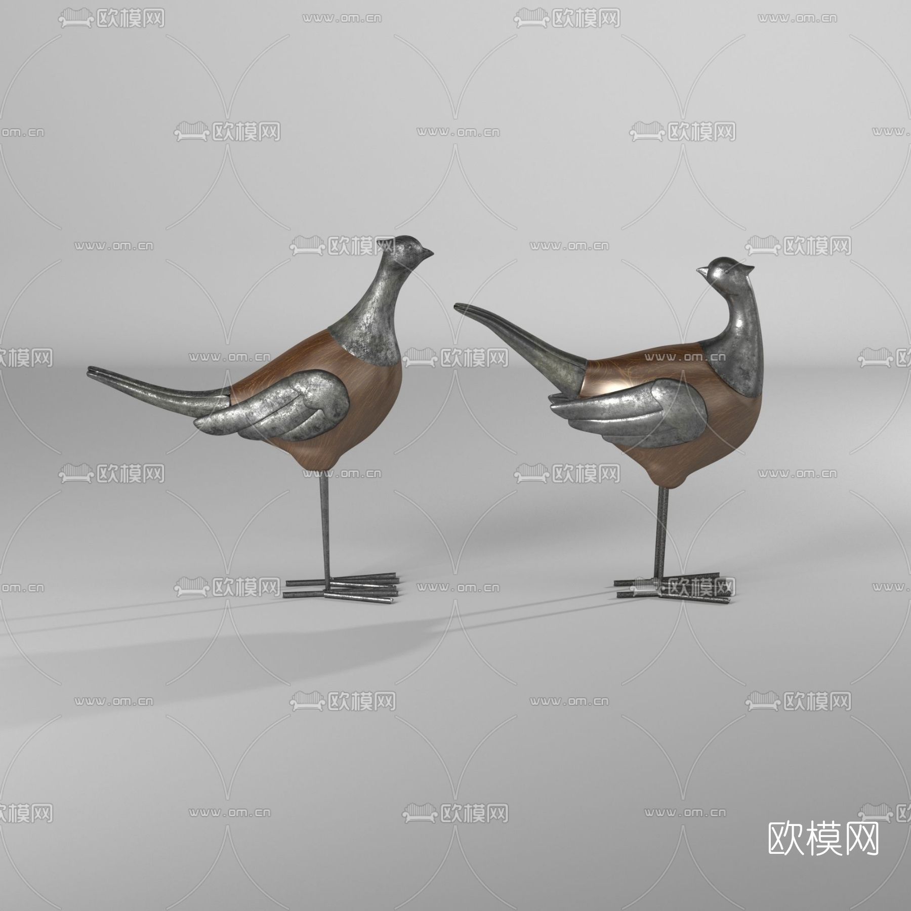 现代鸟雕塑免费3d模型下载