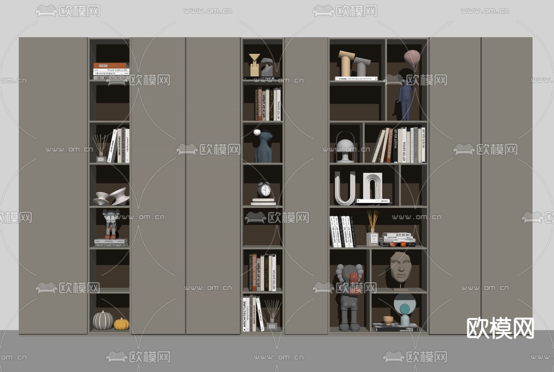 现代书柜su模型下载（渲染图2）