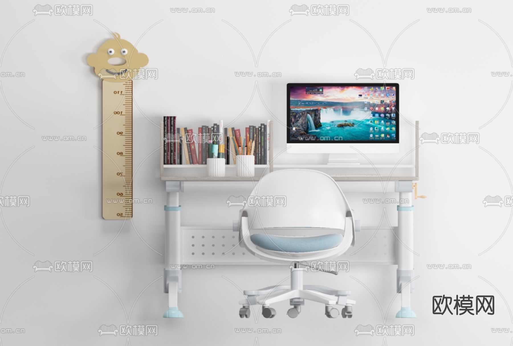 现代儿童桌椅免费3d模型下载