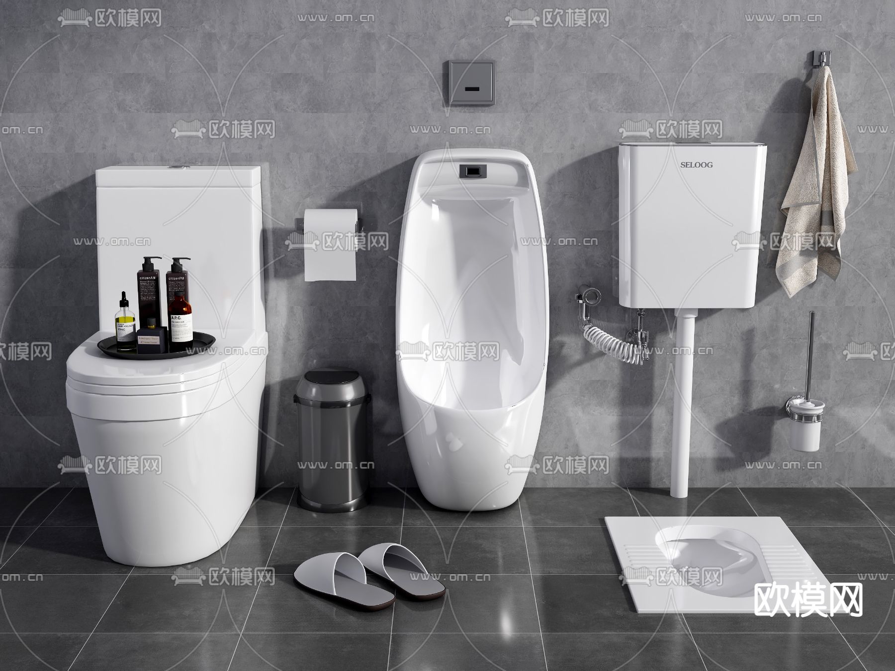 现代马桶小便斗蹲便器3d模型下载