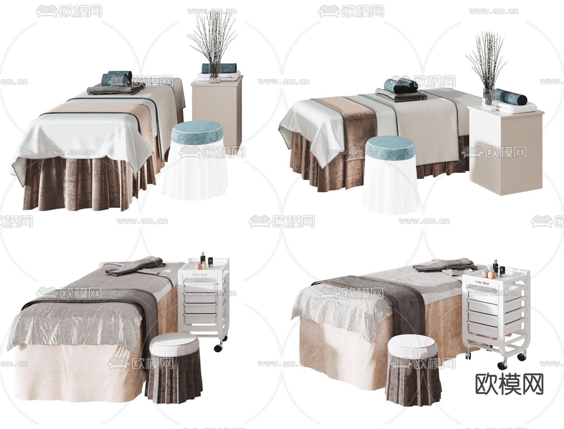 现代美容SPA按摩床3d模型下载