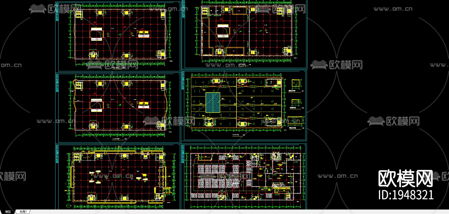 商场平面建筑图cad图库下载（渲染图3）