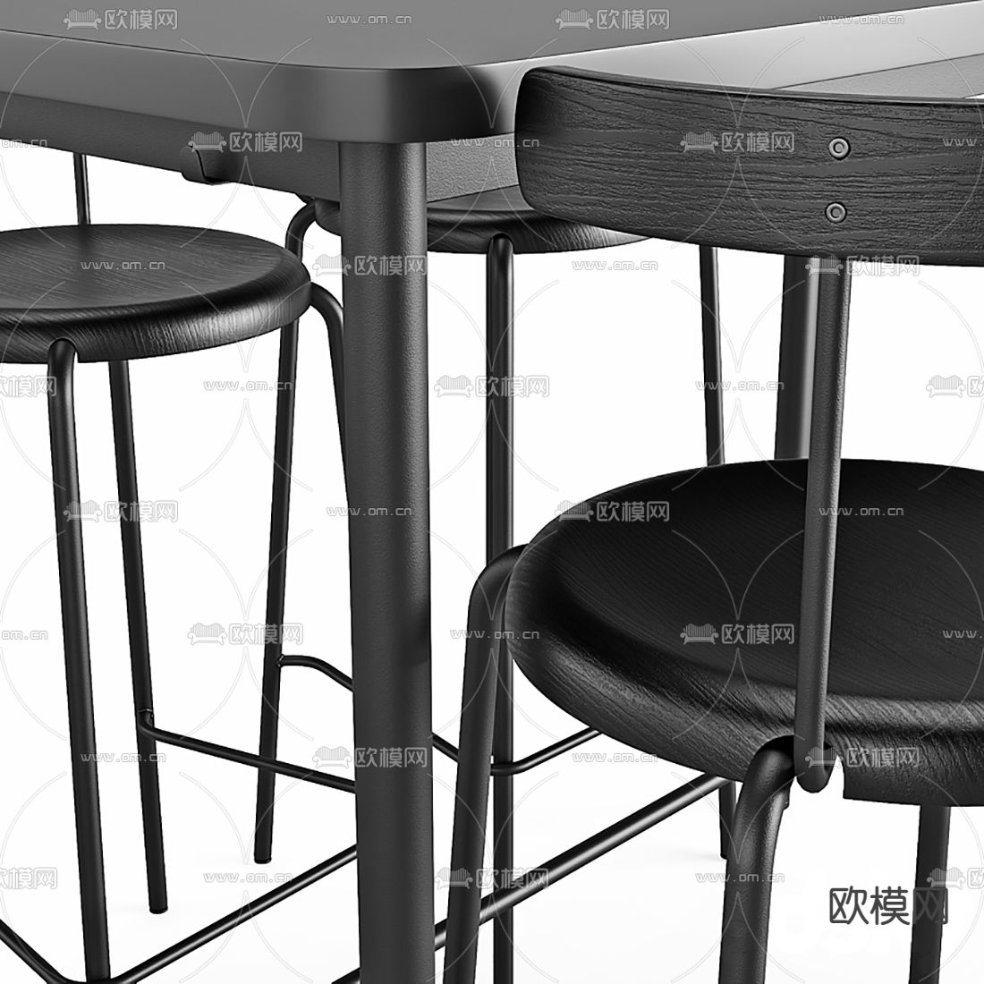现代吧台吧台椅3d模型