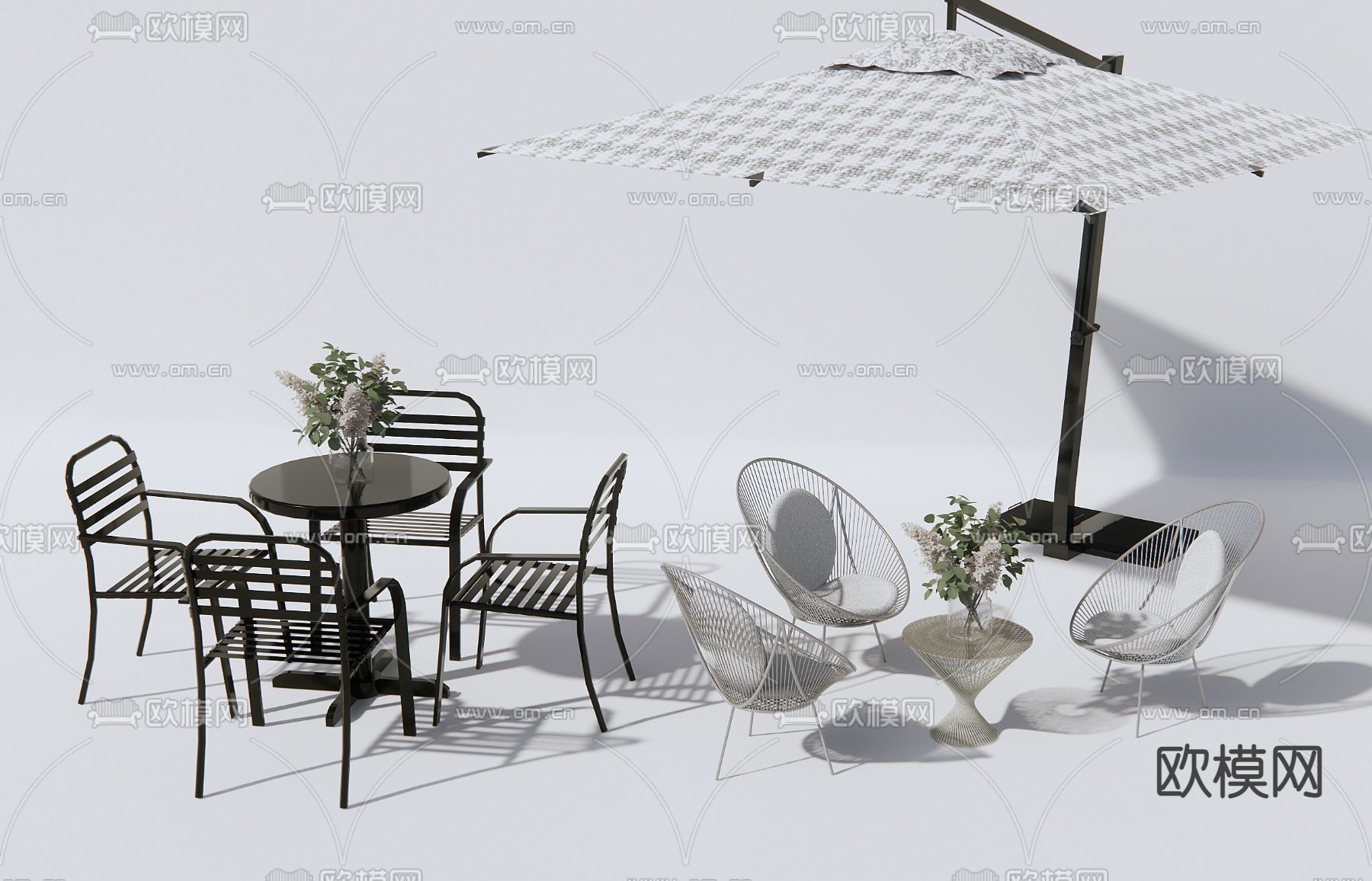 现代户外休闲桌椅su模型下载（渲染图1）