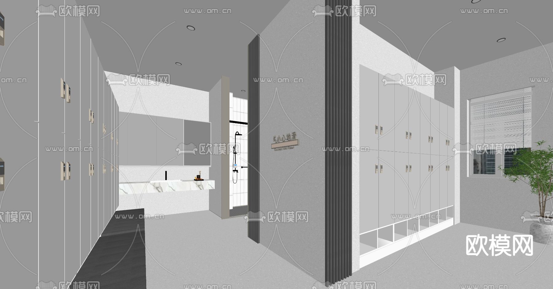 现代健身房更衣室su模型下载（渲染图3）