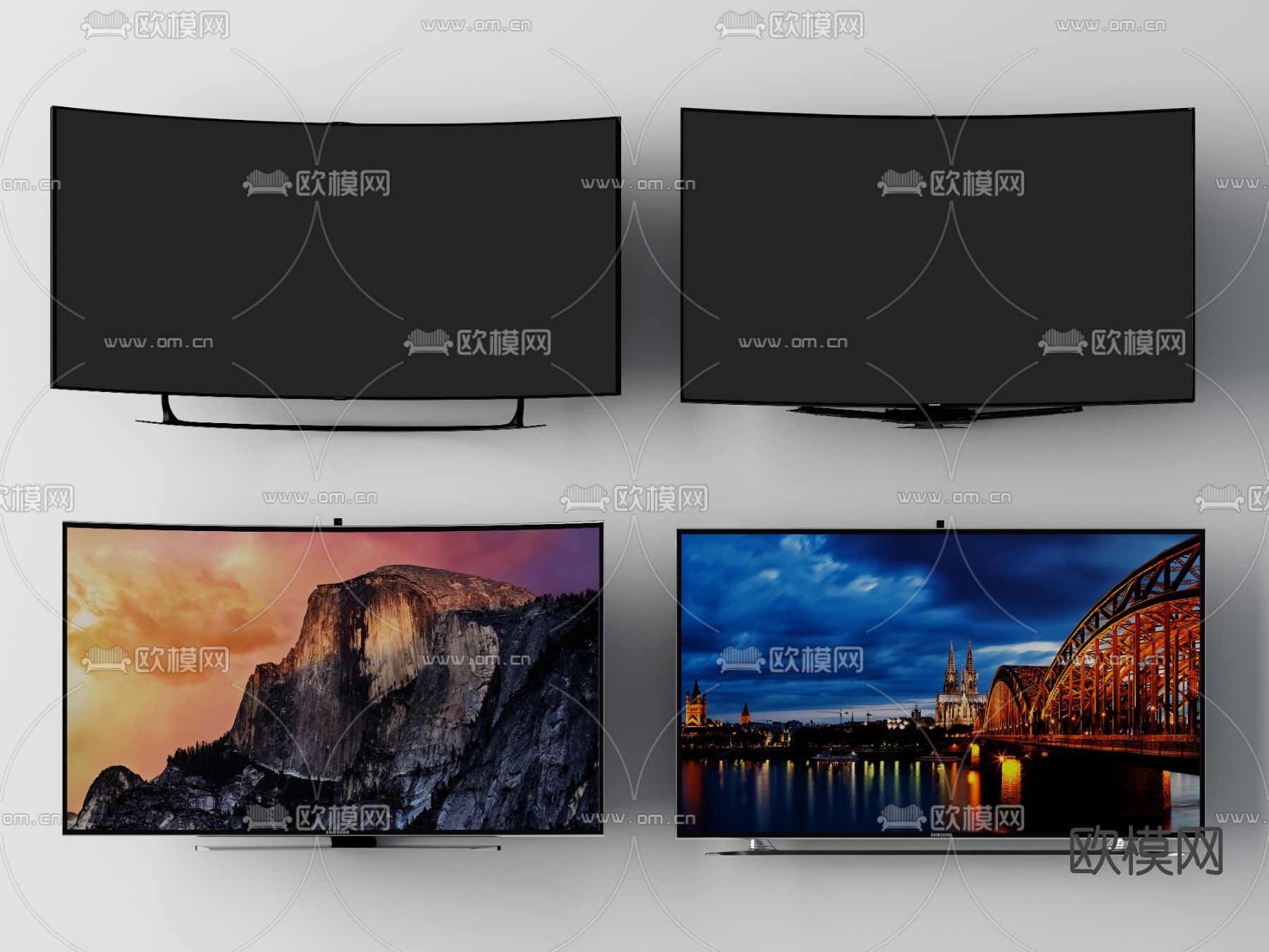 现代电视机免费3d模型下载