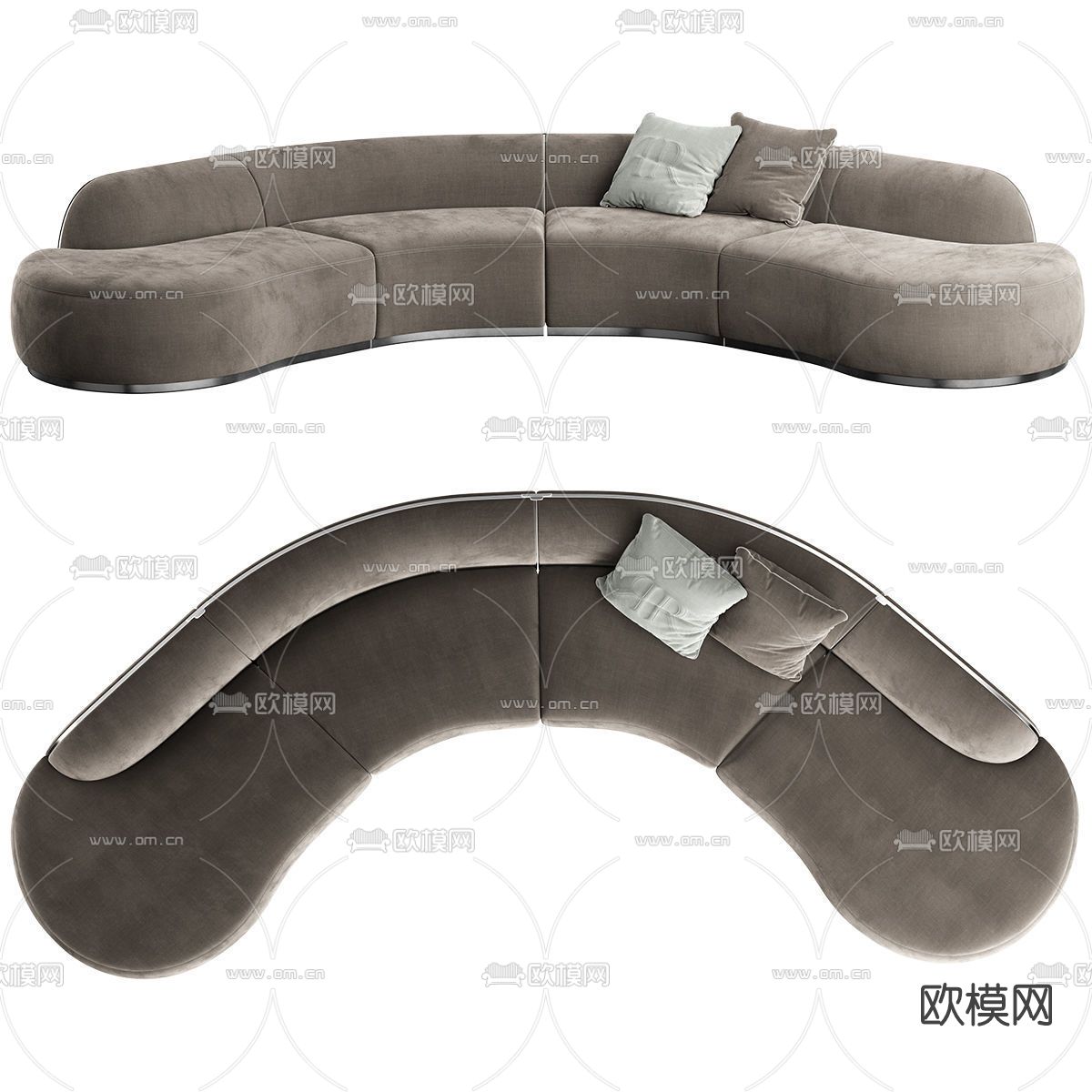 现代弧形多人沙发3d模型下载（渲染图3）