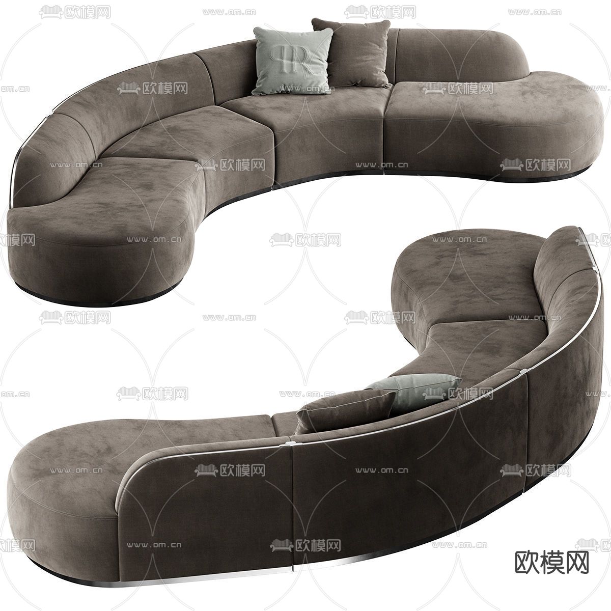 现代弧形多人沙发3d模型下载（渲染图2）