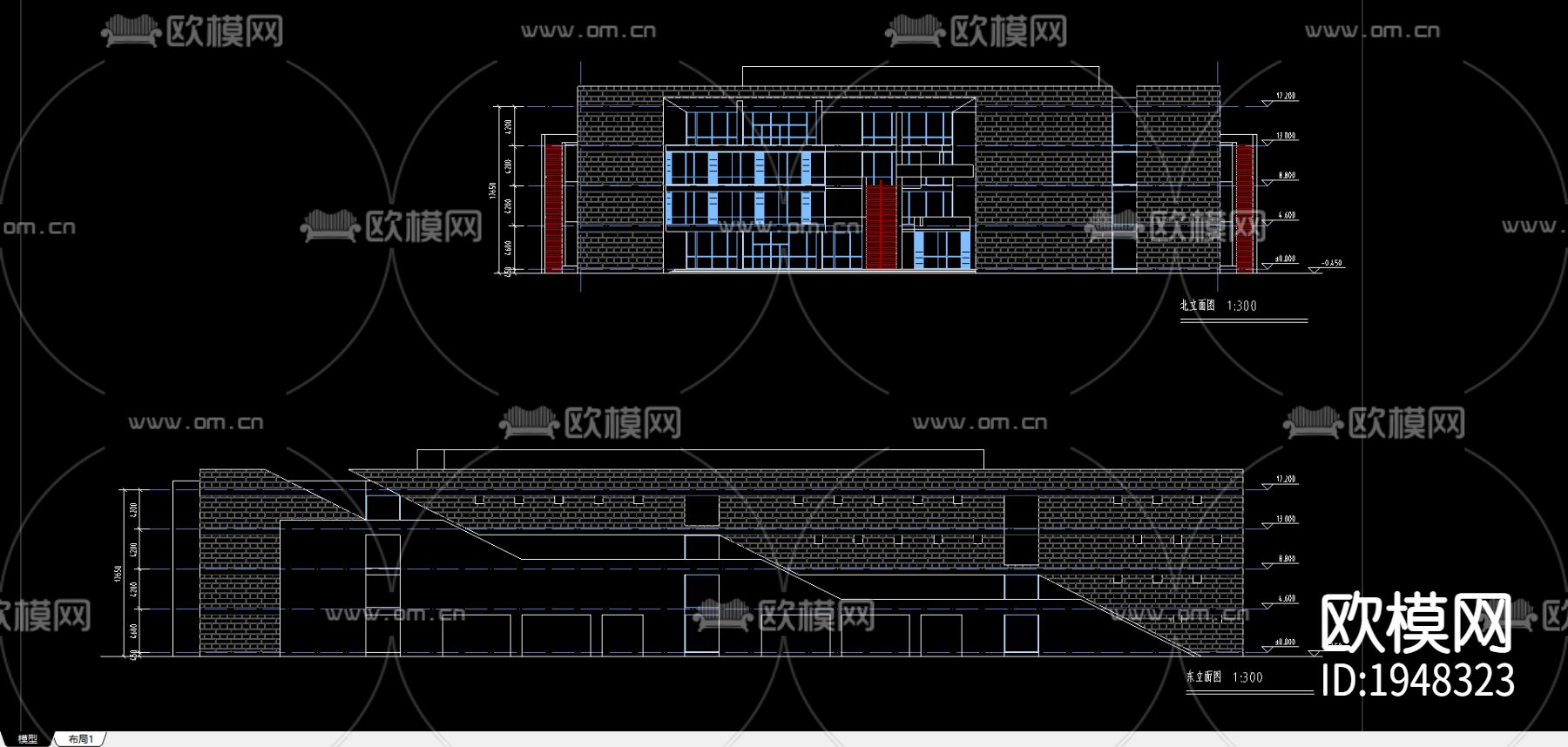 商场平立面图cad图库下载（渲染图2）