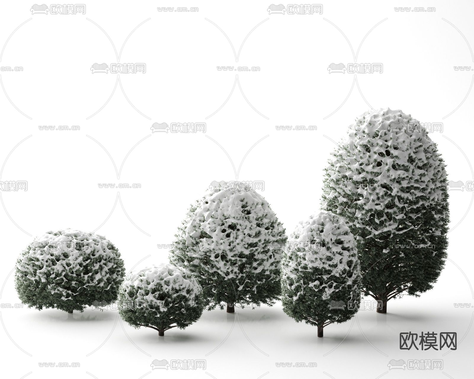 现代积雪灌木树3d模型下载