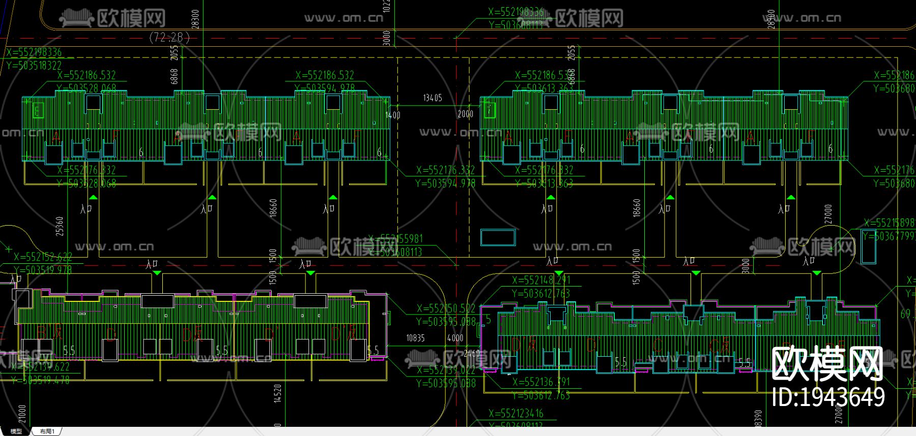 小区规划cad施工图下载（渲染图2）