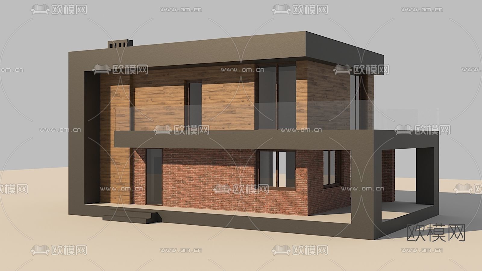 现代独栋别墅外观免费3d模型下载