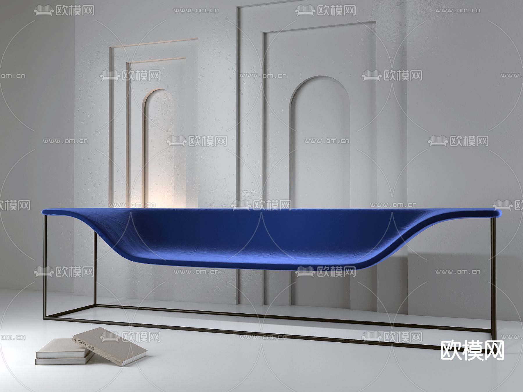 现代克莱因蓝沙发3d模型下载（渲染图1）