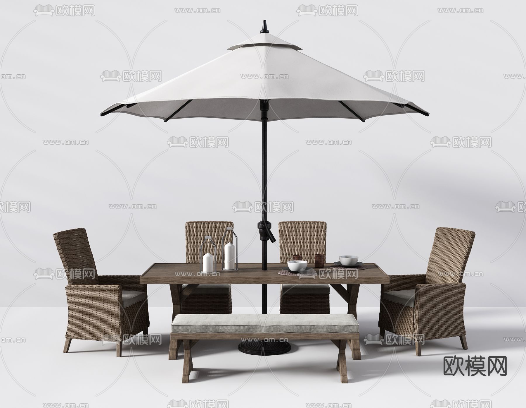 现代户外休闲桌椅3d模型下载
