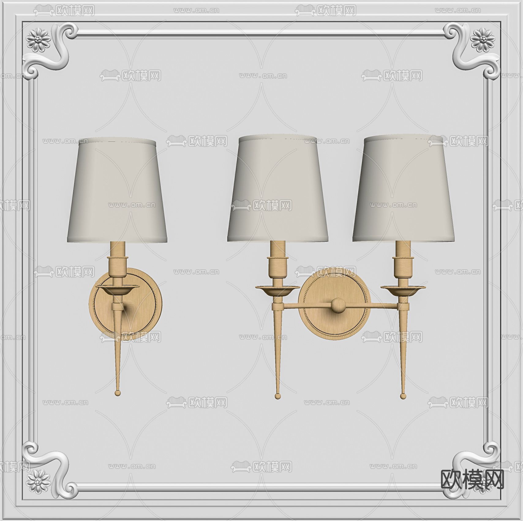 欧式金属壁灯su模型下载（渲染图2）