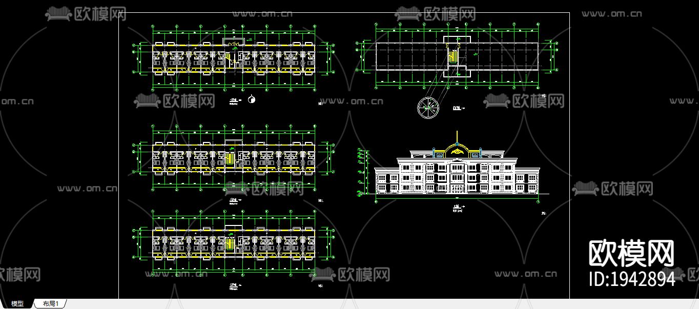 酒店建筑cad施工图下载（渲染图2）