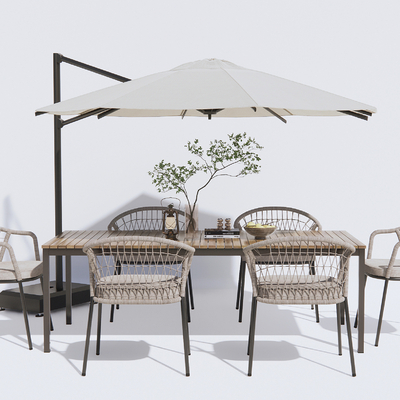  现代户外桌椅su模型 