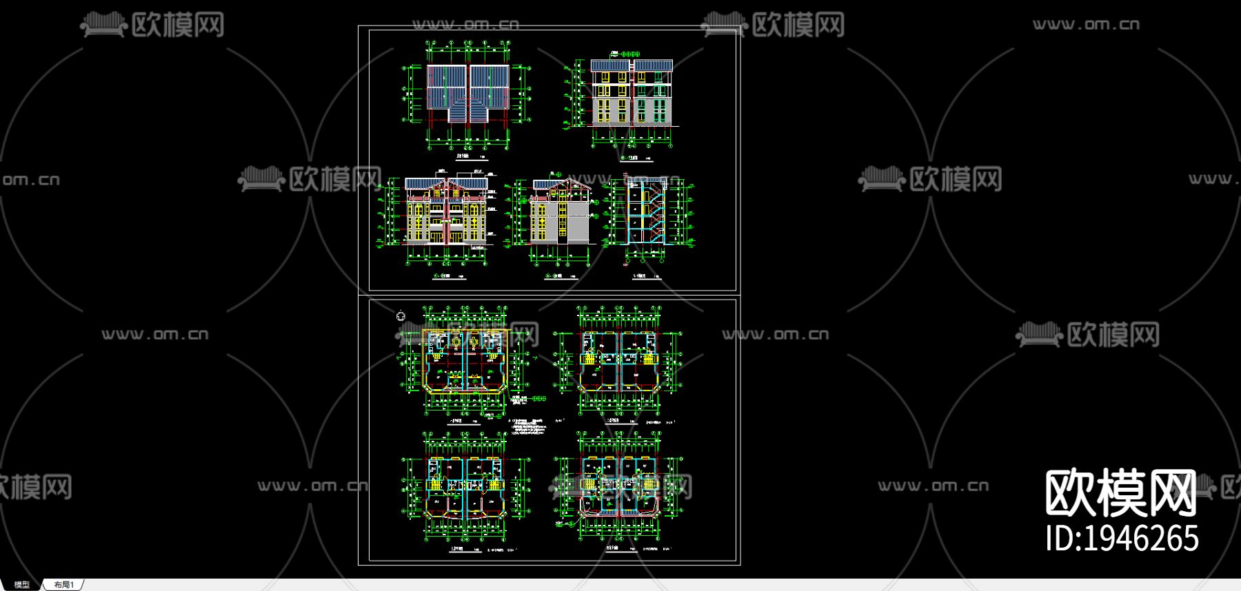 别墅建筑cad施工图下载（渲染图3）