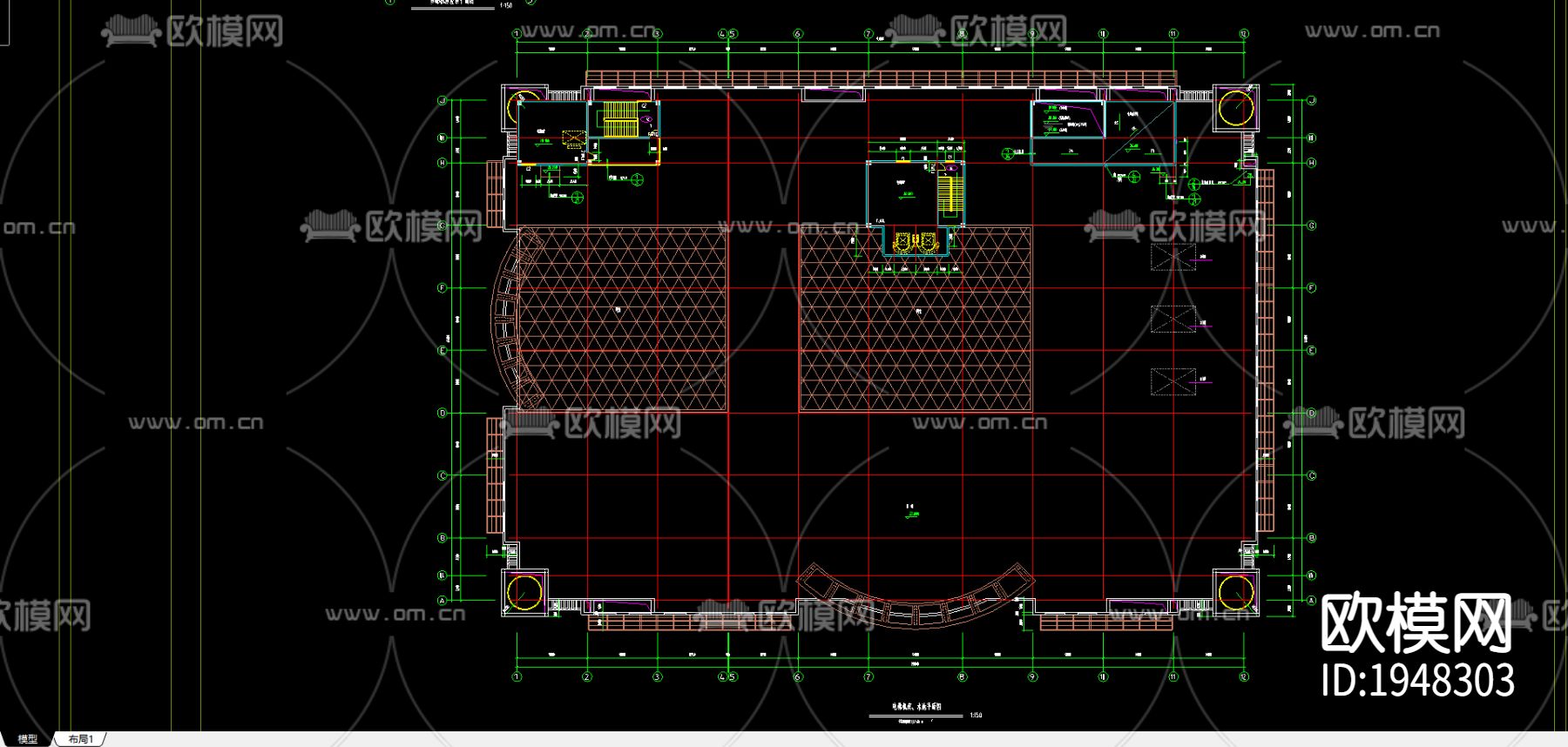 商场设计全套cad施工图下载（渲染图2）