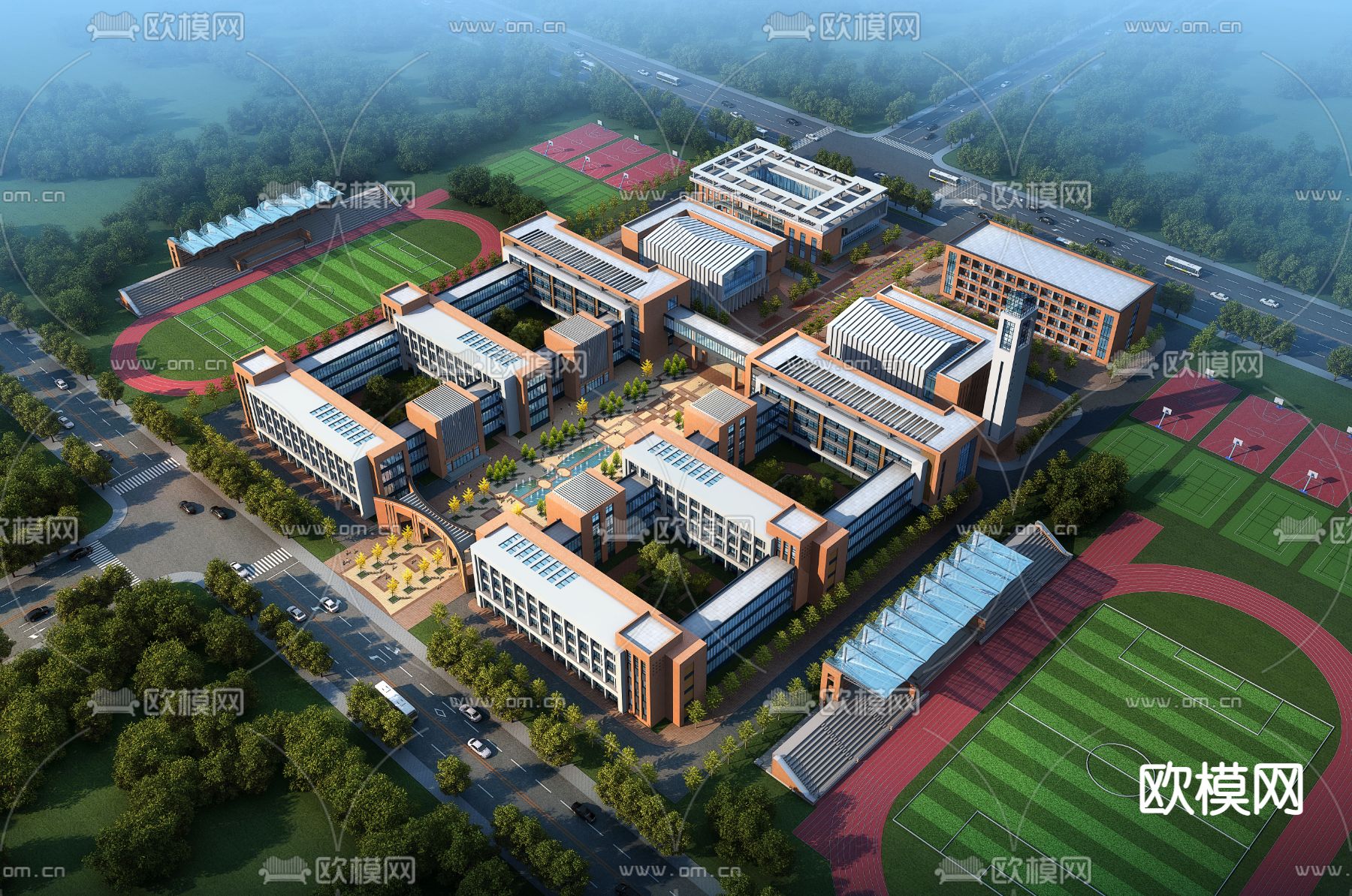 现代综合教学楼3dmax 模型下载-光辉城市