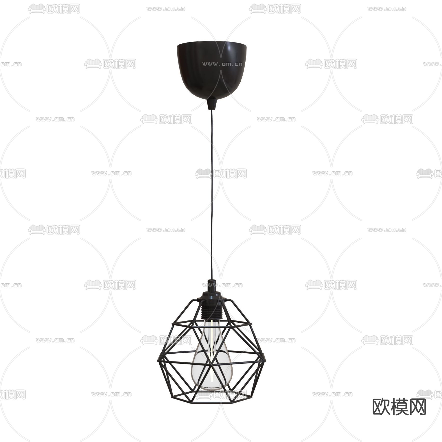 工业风铁艺吊灯3d模型下载（渲染图2）