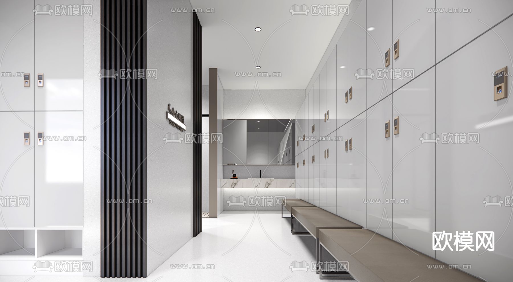现代健身房更衣室su模型下载（渲染图1）