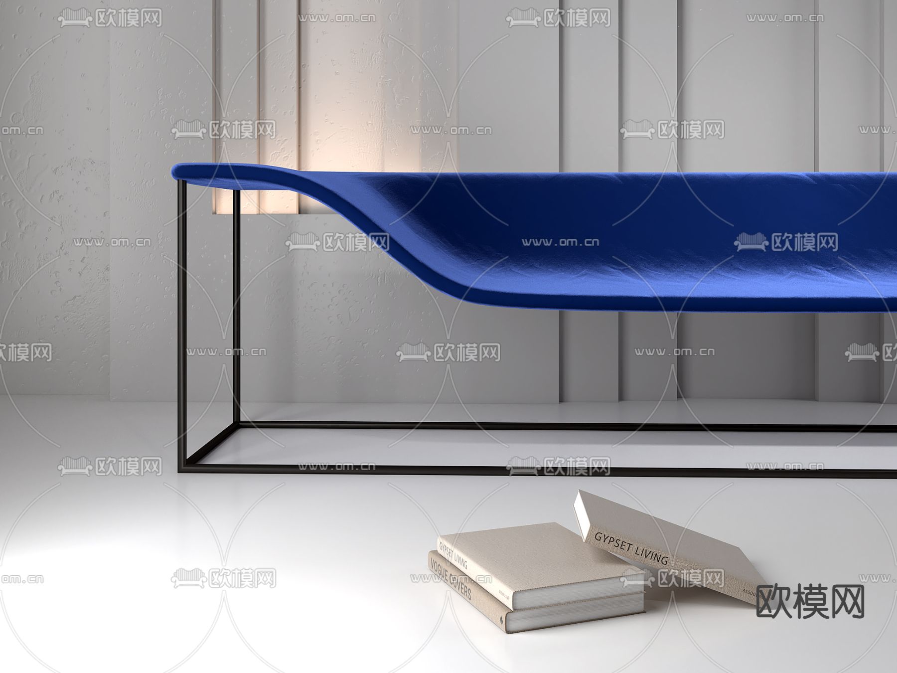 现代克莱因蓝沙发3d模型下载（渲染图2）