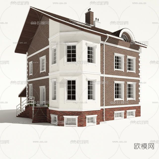 简欧独栋别墅外观免费3d模型下载