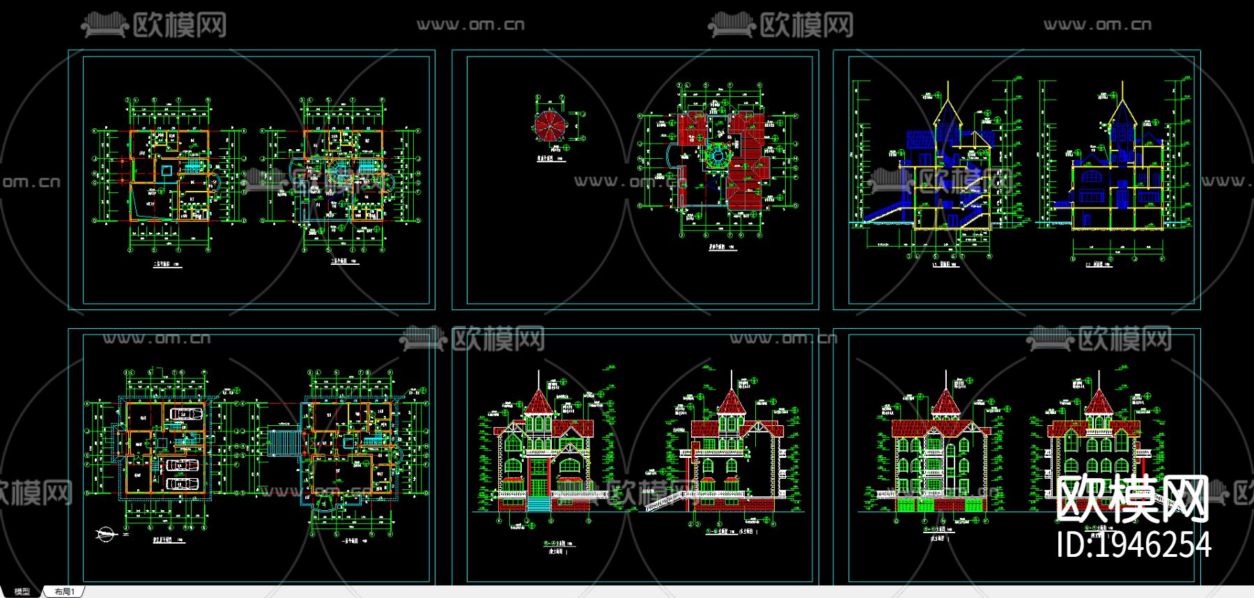 别墅建筑cad施工图下载（渲染图3）