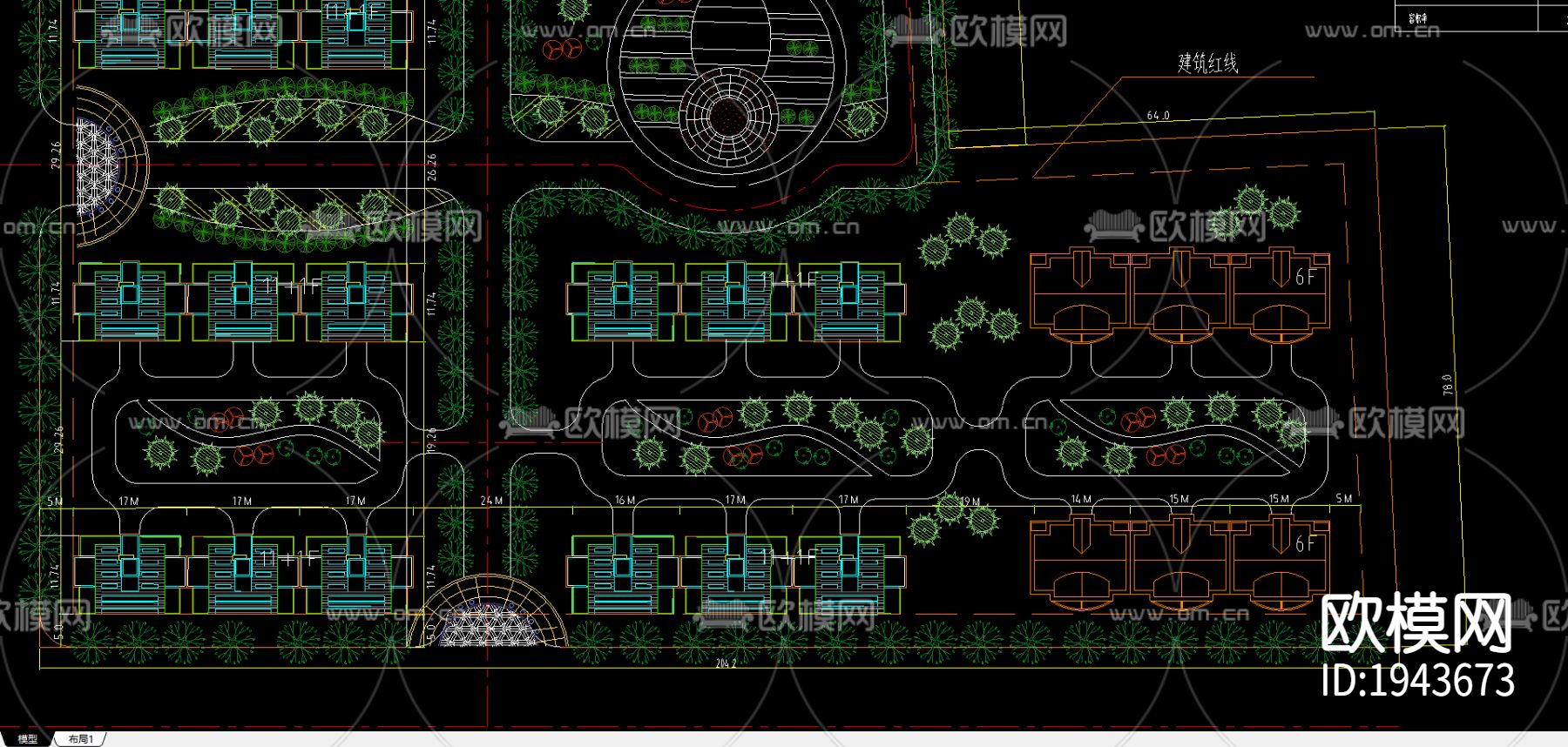 小区景观规划cad施工图下载（渲染图3）