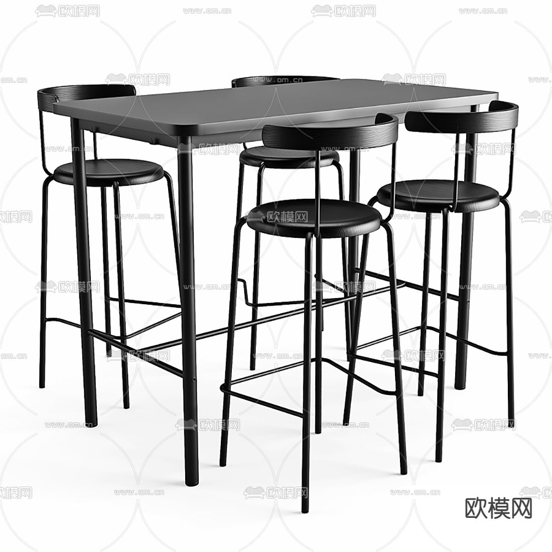 现代吧台吧台椅3d模型