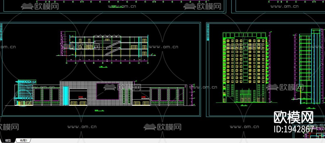 大型商场cad施工图-免费3dmax模型库-欧模网